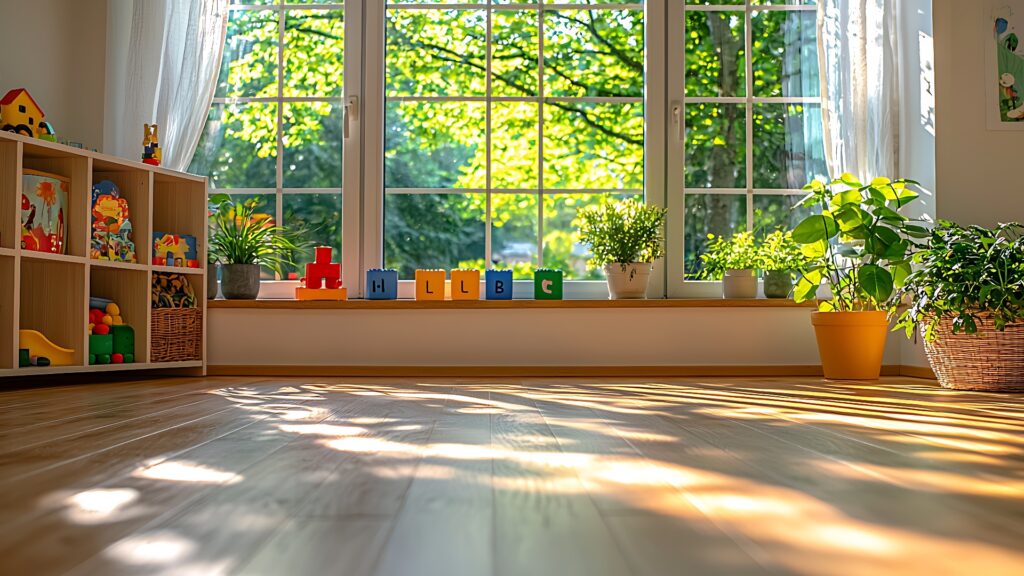 Sunlit Playroom with Toys and Plants